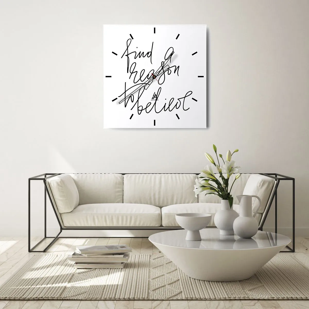 Zegar ścienny - Motywujący cytat w minimalistycznym stylu - 30x30cm - To możliwe - Nowoczesna dekoracja ścienna do salonu i sypialni ARTTOR