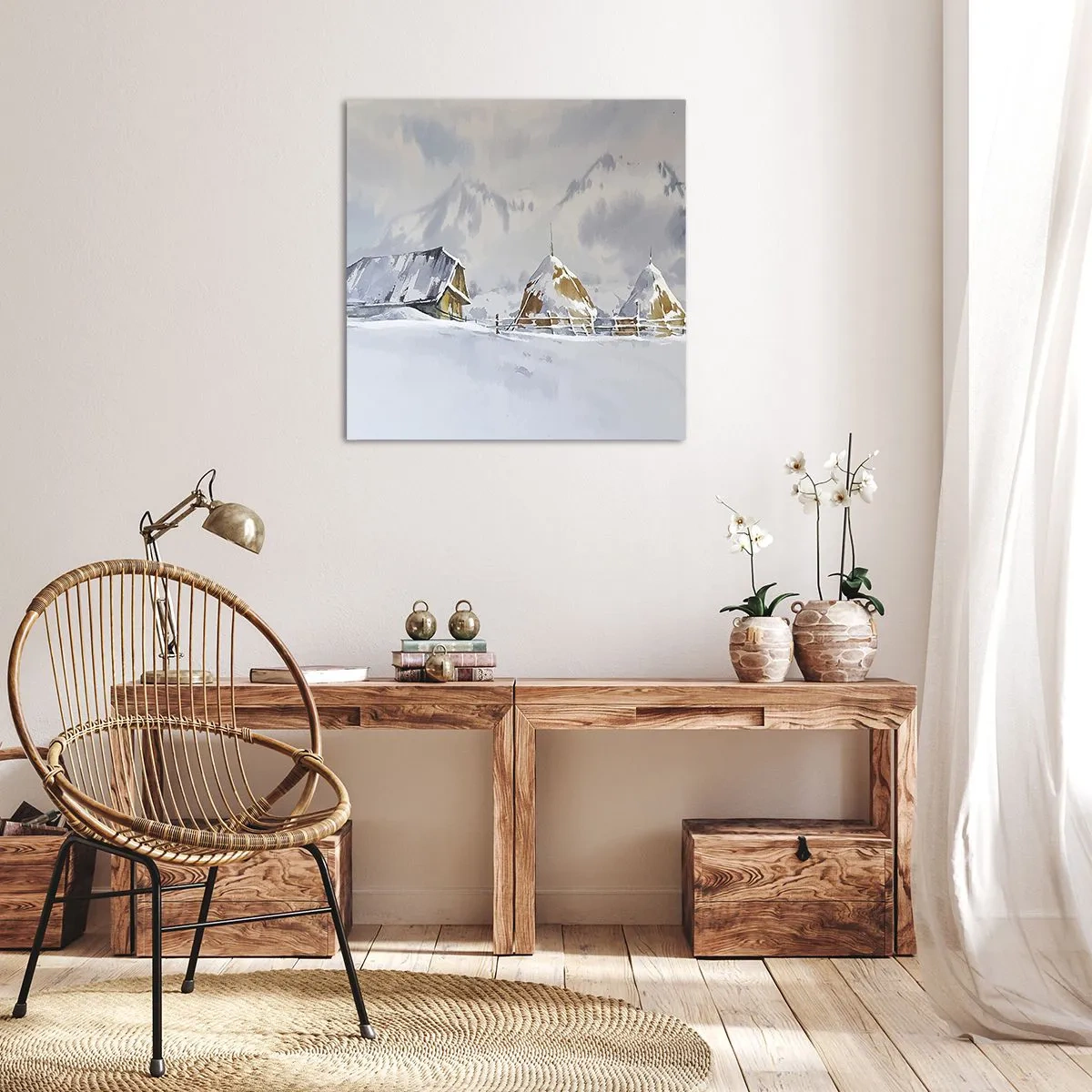 Obraz na płótnie - W śnieżnej kotlinie - 60x60 cm