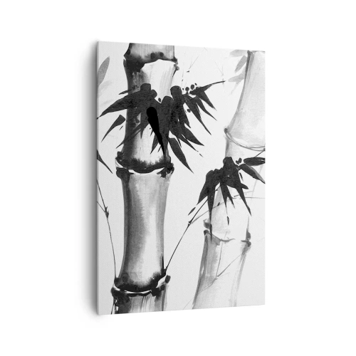 Obraz na płótnie - Akwarelowy bambus w japońskim stylu na białym tle - 70x100cm - Zbliżenie na orient - Nowoczesna dekoracja ścienna do salonu i sypialni ARTTOR