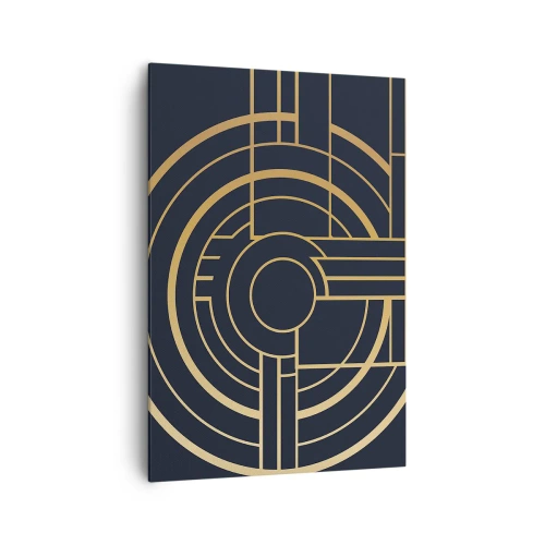 Obraz na płótnie - Geometryczny wzór z liniami w złotym kolorze - 70x100cm - Obroty rzeczy - Nowoczesna dekoracja ścienna do salonu i sypialni ARTTOR
