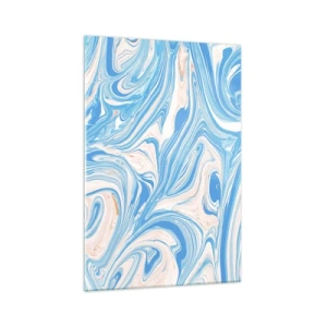 Obraz na szkle - Abstrakcyjne niebieskie i białe wiry w stylu marmuru - 70x100cm - Rozlewisko w turkusie - Nowoczesna dekoracja ścienna do salonu i sypialni ARTTOR