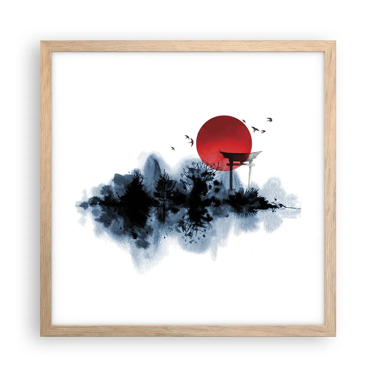 Plakat w ramie jasny dąb - Japoński widok - 40x40 cm
