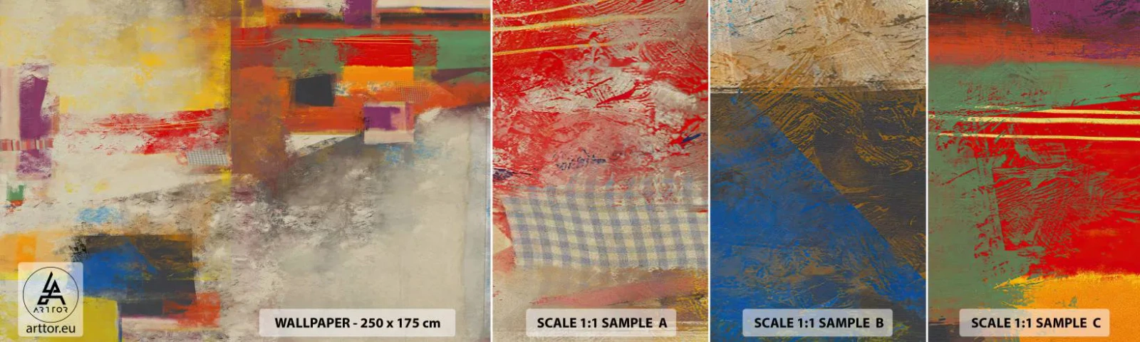 Fototapeta Próbka Samoprzylepna Deluxe Sticker - Geometria barw - Abstrakcja, Sztuka, Malarstwo - 100x30 cm