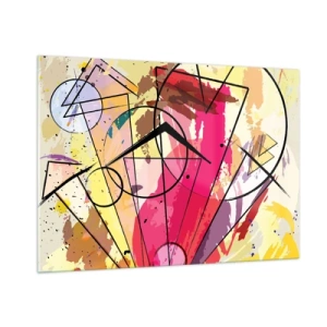 Obraz na szkle - Kolorowa abstrakcja z geometrycznymi wzorami i liniami - 100x70cm - Eksplozja - Nowoczesna dekoracja ścienna do salonu, kuchni i sypialni ARTTOR