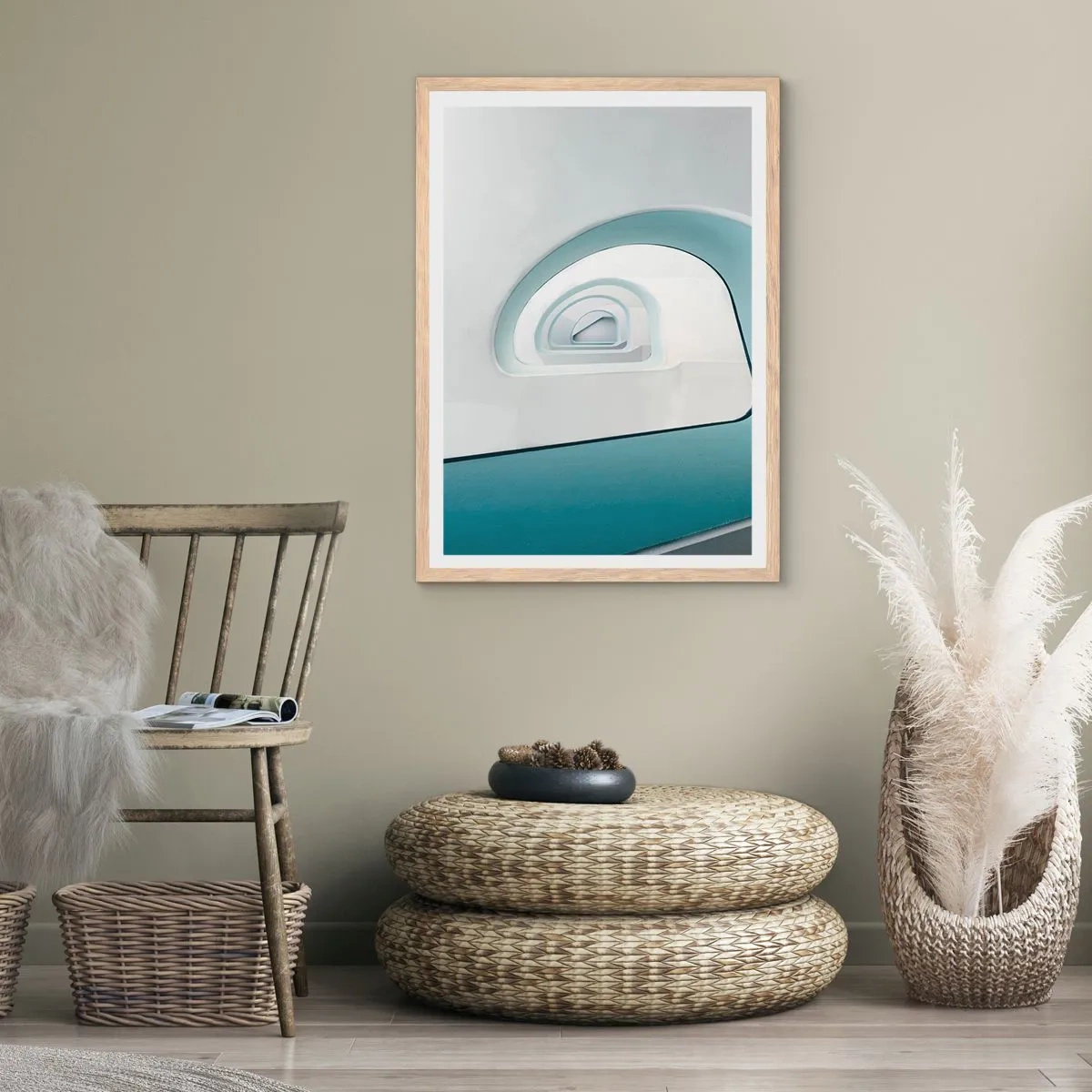 Plakat w ramie jasny dąb - Do dna błękitu - 50x70 cm