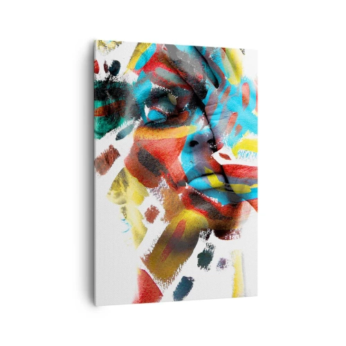 Obraz na płótnie - Abstrakcyjny portret w żywych kolorach - 70x100cm - Barwna osobowość - Nowoczesna dekoracja ścienna do salonu i sypialni ARTTOR