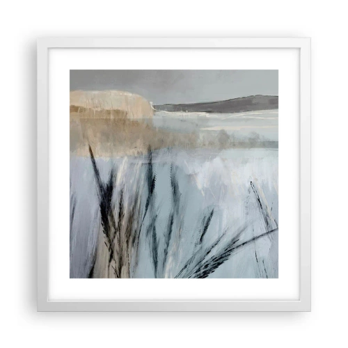 Plakat w białej ramie - Zimowe pola - 40x40 cm