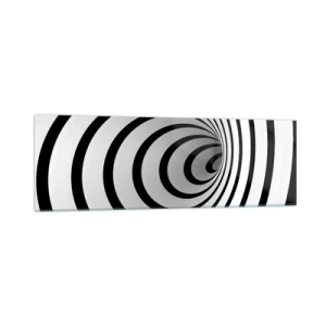Obraz na szkle - Czarno-biała spirala tworząca efekt hipnotyczny - 160x50cm - Też nie możesz się oprzec? - Nowoczesna dekoracja ścienna do salonu i sypialni ARTTOR