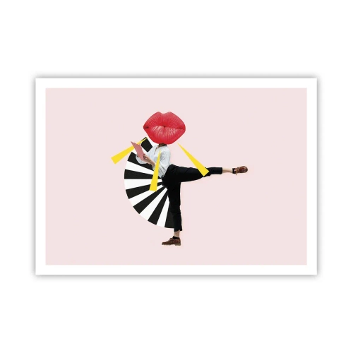 Plakat - Surrealistyczna postać z ustami i geometrycznymi elementami - 100x70cm - Surrealistyczny pop-art - Nowoczesna dekoracja ścienna do salonu i sypialni ARTTOR