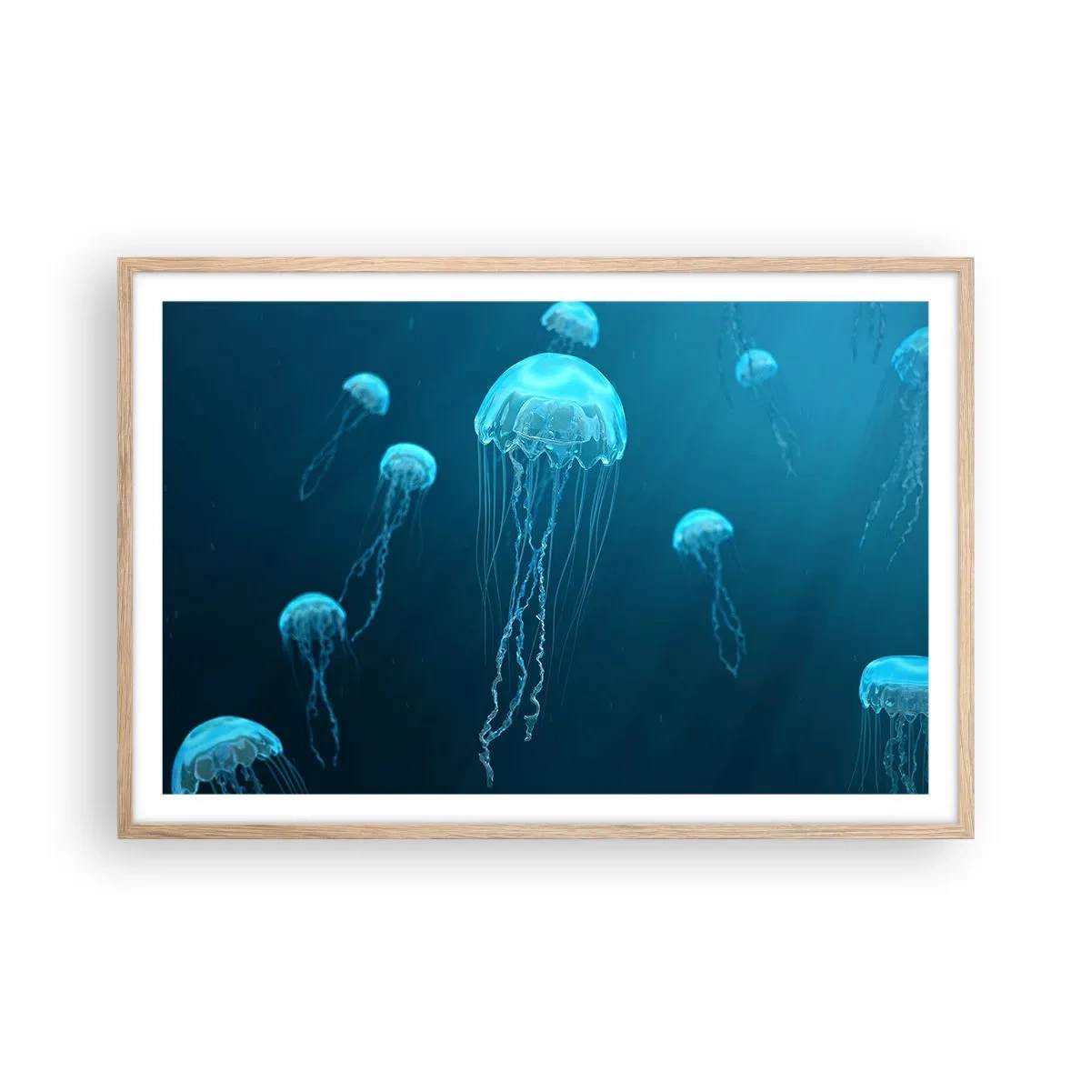 Plakat w ramie jasny dąb - Oceaniczny taniec - 91x61 cm