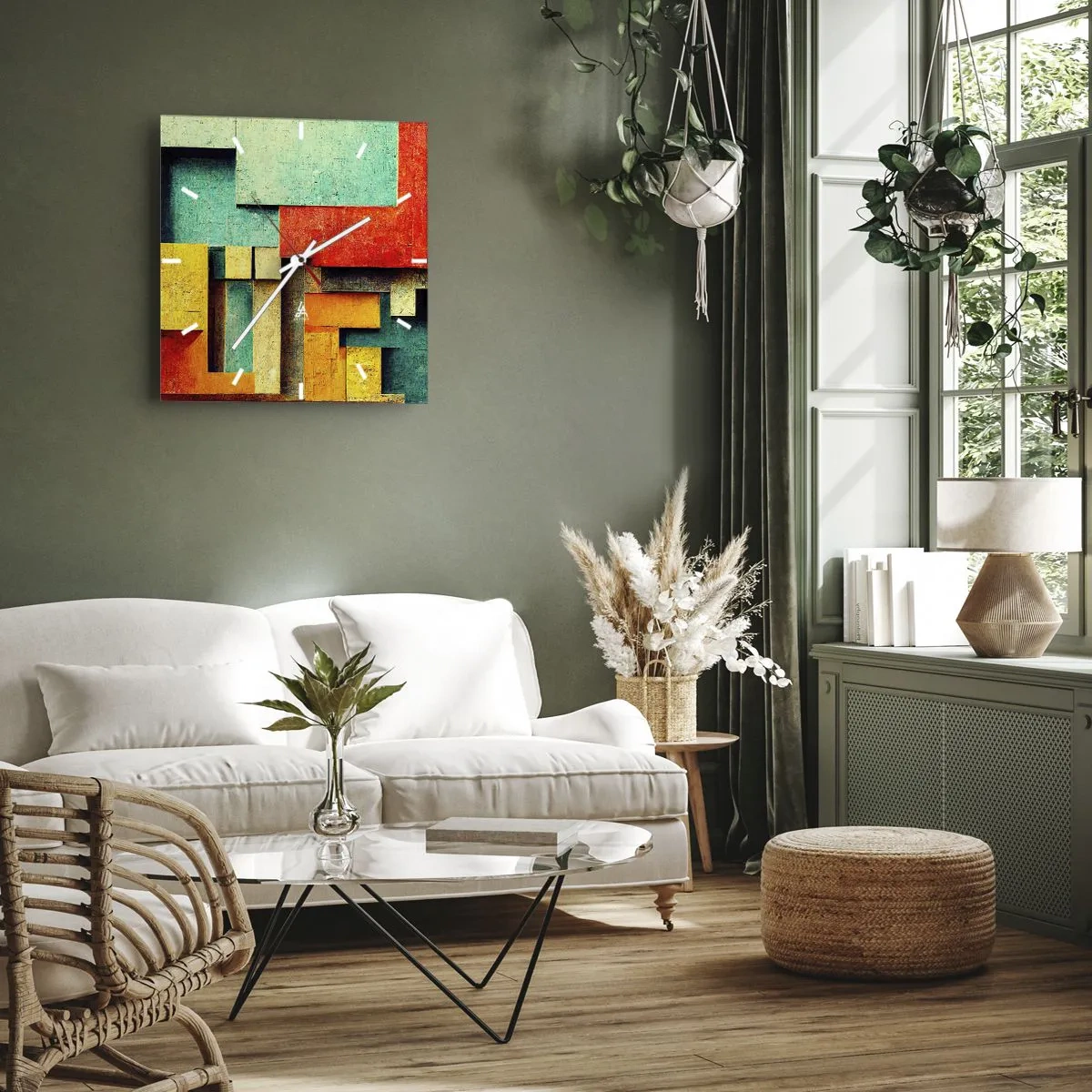 Zegar ścienny - Festiwal kątów prostych - 40x40 cm