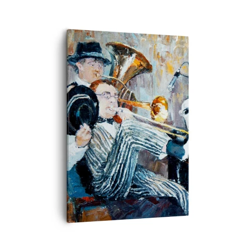 Obraz na płótnie - Muzycy jazzowi w stylu malarskim - 50x70cm - Cały ten jazz - Nowoczesna dekoracja ścienna do salonu, kuchni i sypialni ARTTOR