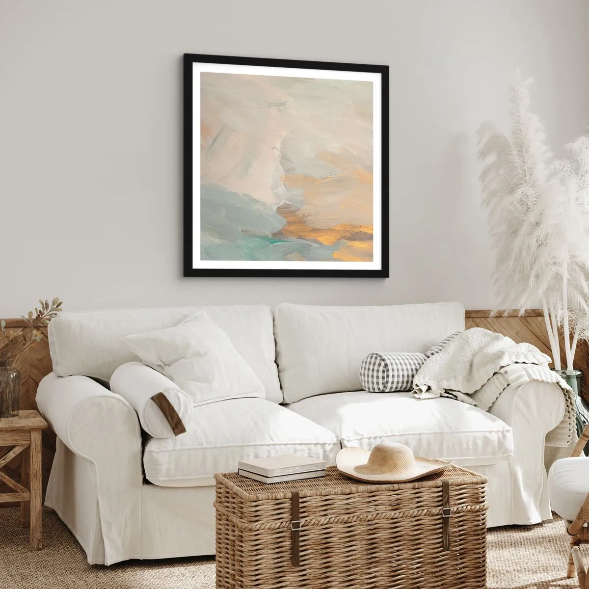 Plakat w czarnej ramie - Abstrakcja – kraina łagodności - 50x50 cm