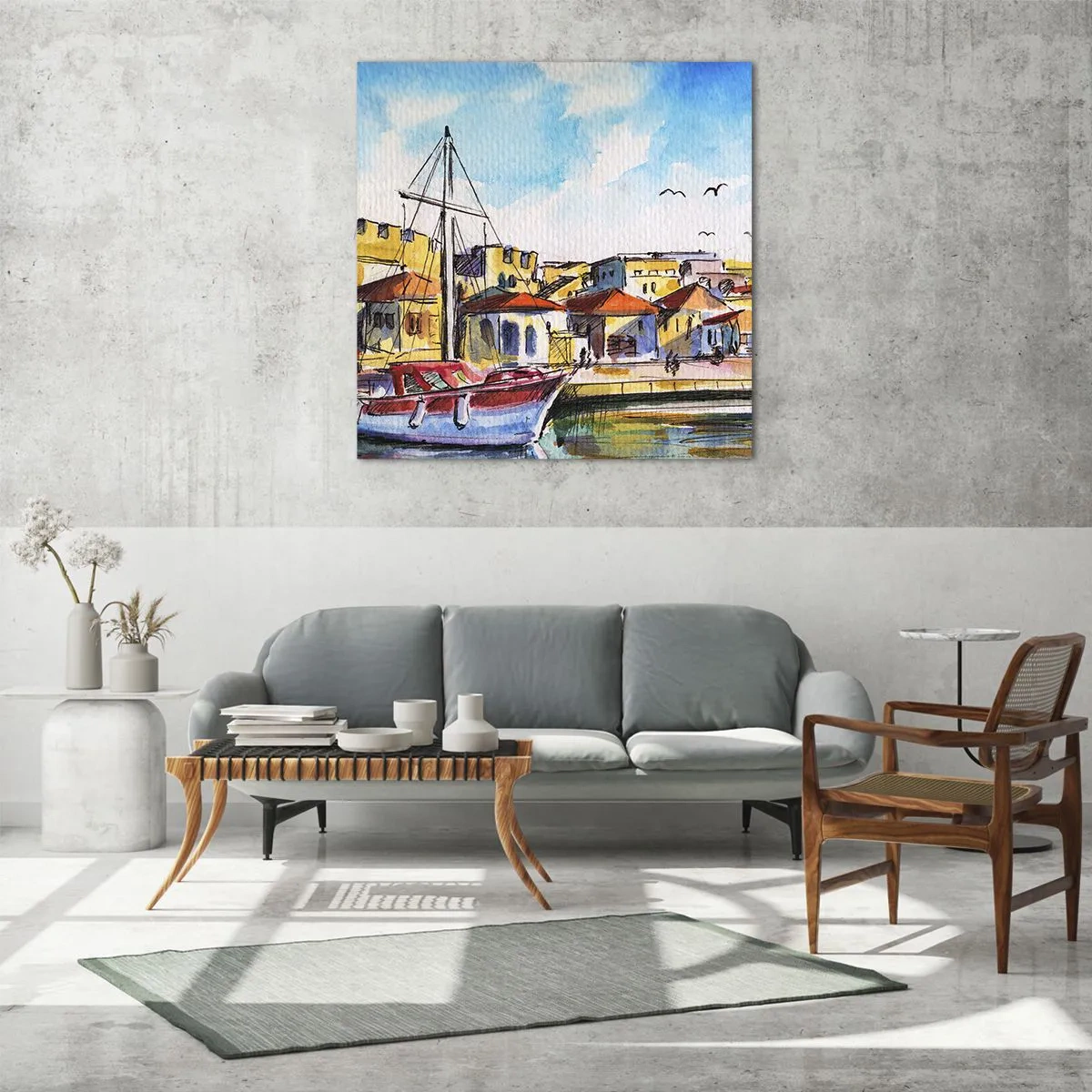 Obraz na szkle - Tęczowe popołudnie - 60x60 cm