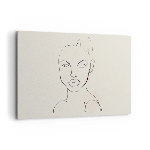Obraz na płótnie - Minimalistyczny szkic twarzy kobiety - 100x70cm - Zarys zmysłowości - Nowoczesna dekoracja ścienna do salonu, kuchni i sypialni ARTTOR