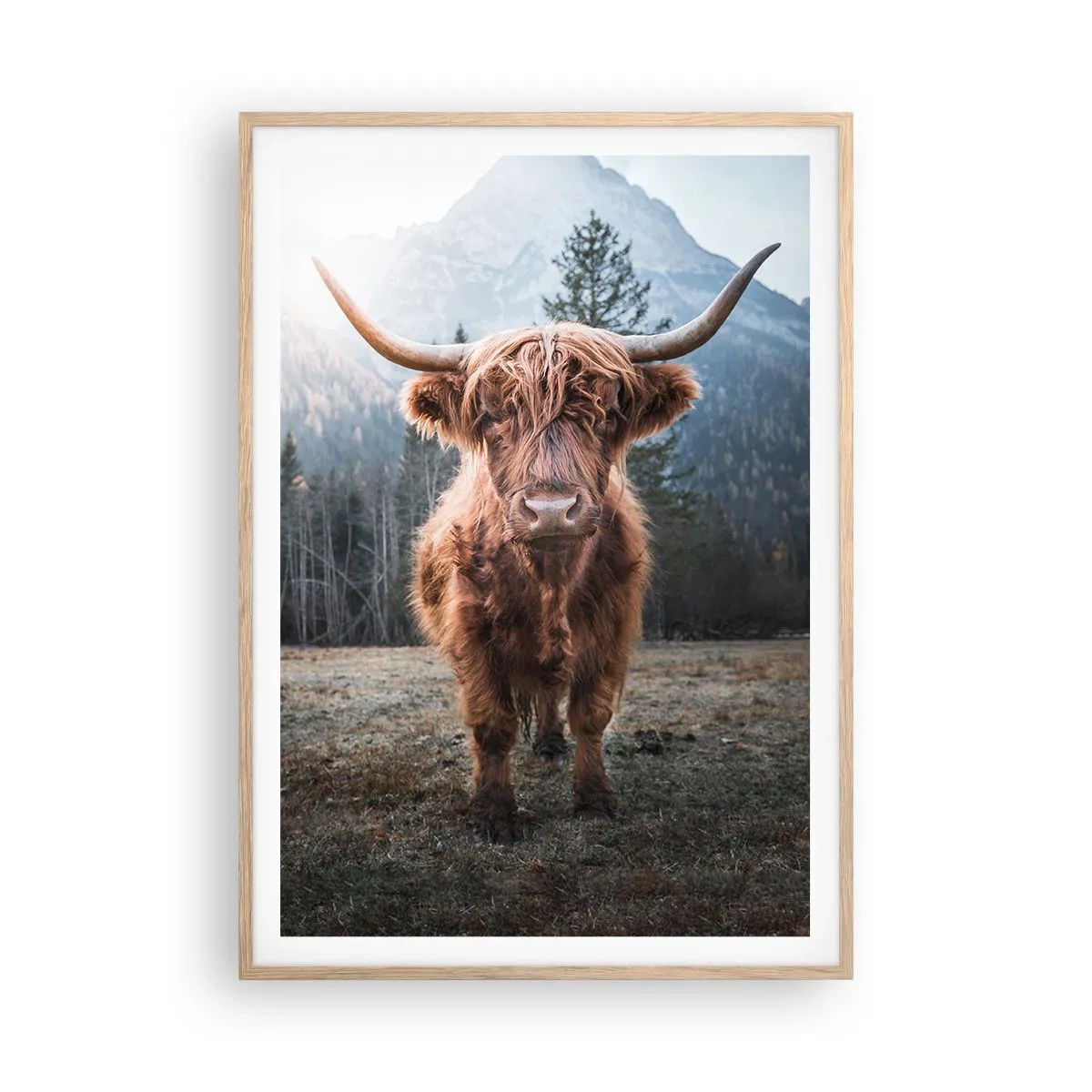 Plakat w ramie jasny dąb - Pozdrowienia z górskiej łąki - 70x100 cm