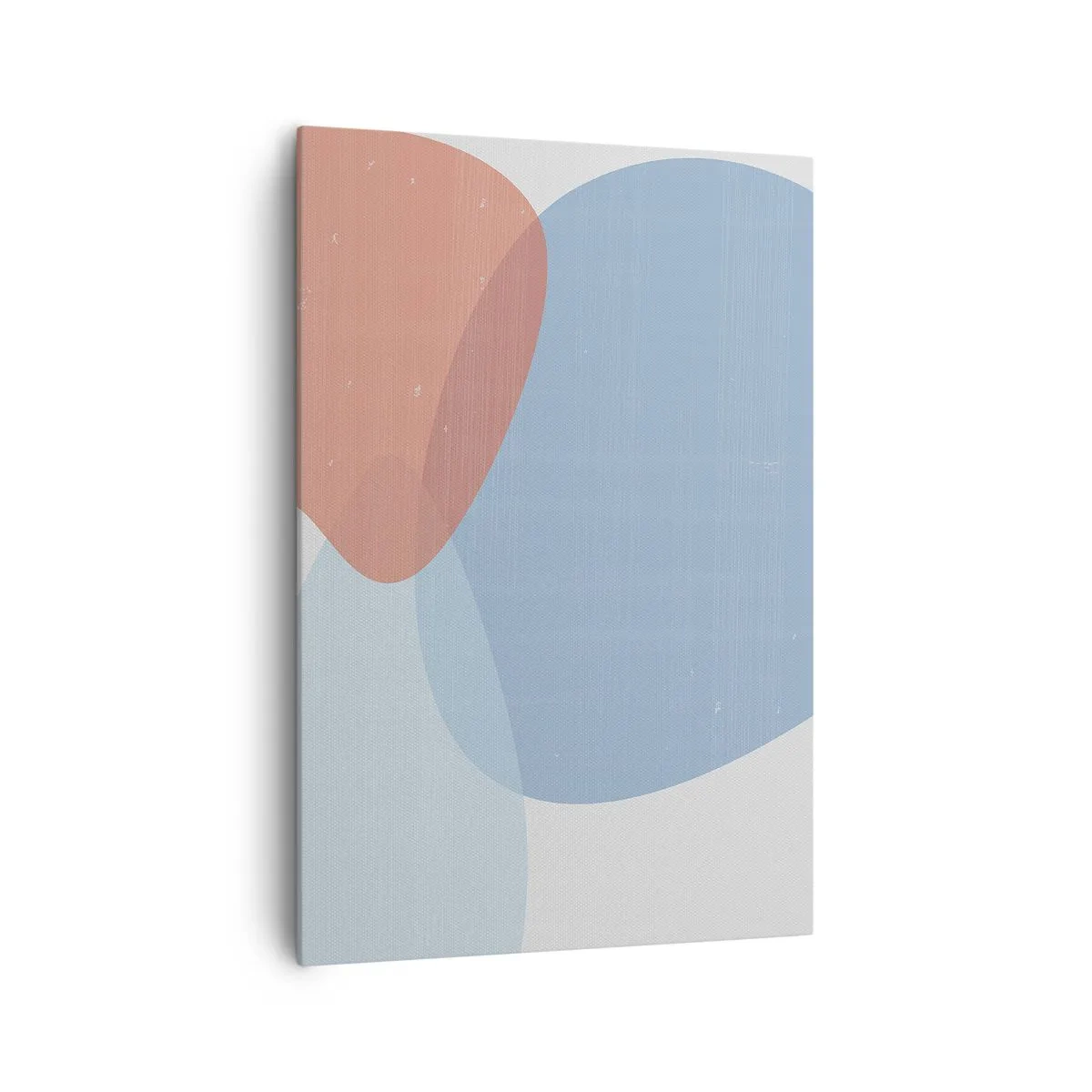 Obraz na płótnie - Abstrakcyjna kompozycja w pastelowych odcieniach niebieskiego i różowego z organicznymi kształtami - 70x100cm - Pastelowe związki - Nowoczesna dekoracja ścienna do salonu i sypialni ARTTOR