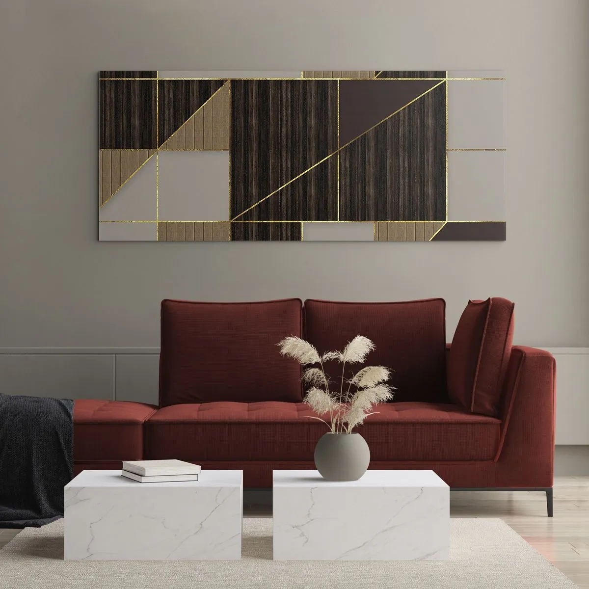 Obraz na szkle - Mozaika brązów i złota - 100x40 cm