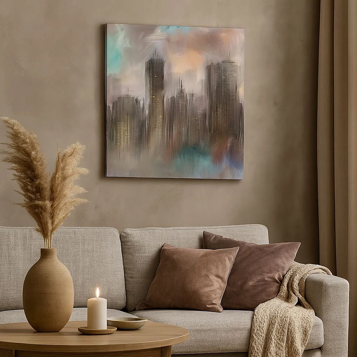 Obraz na płótnie - Kompozycja ze stali, kamienia i mgły - 30x30 cm