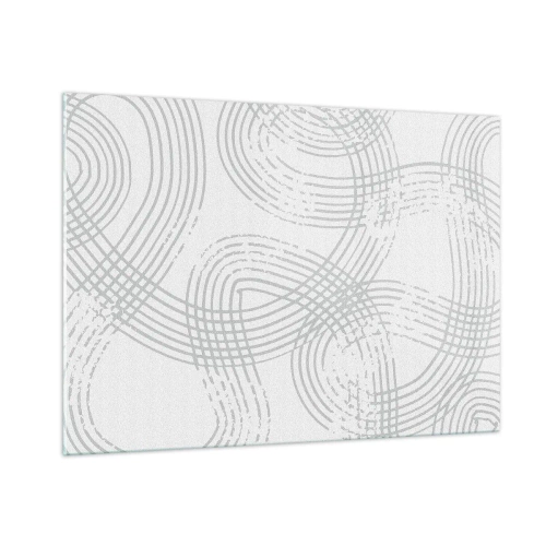 Obraz na szkle - Abstrakcyjne krzywe linie w szarych odcieniach na bieli - 100x70cm - Nie ma prostej drogi - Nowoczesna dekoracja ścienna do salonu, kuchni i sypialni ARTTOR