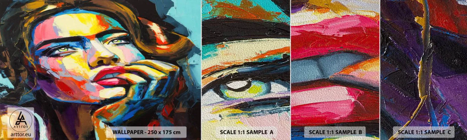 Fototapeta Próbka Premium Sand - Marzenia jak ptaki szybują po niebie - Portret Kobiety, Twarz, Sztuka - 100x30 cm