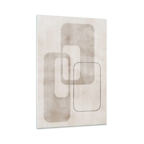Obraz na szkle - Minimalistyczna kompozycja z prostokątami w beżowych odcieniach na subtelnym tle - 70x100cm - Geometryczna fuga - Nowoczesna dekoracja ścienna do salonu i sypialni ARTTOR