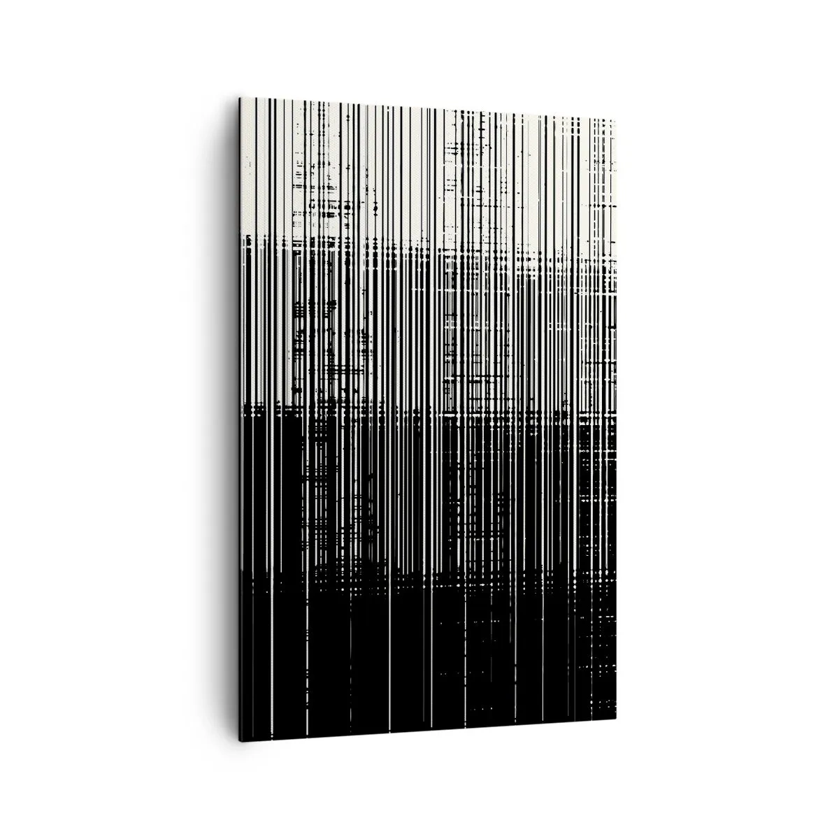 Obraz na płótnie - Abstrakcyjna kompozycja linii w kontrastowej czerni i bieli - 80x120cm - Fale i drgania - Nowoczesna dekoracja ścienna do salonu i sypialni ARTTOR