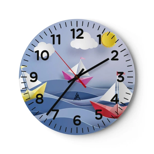 Zegar ścienny - Ach, jak przyjemnie kołysać się wśród fal - 30x30 cm