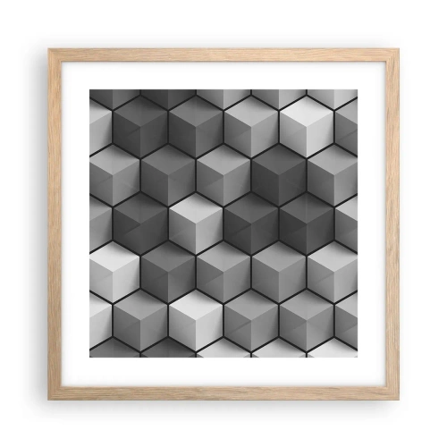 Plakat w ramie jasny dąb - Kubistyczna układanka - 40x40 cm