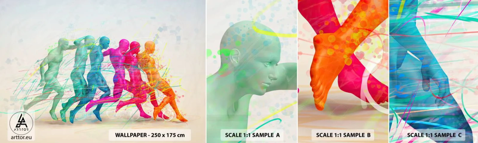 Fototapeta Próbka Samoprzylepna Deluxe Sticker - Harmonia ruchu - Abstrakcja, Mężczyzna, Sport - 100x30 cm