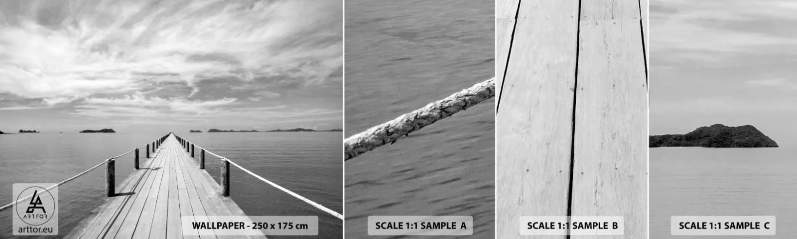 Fototapeta Próbka Samoprzylepna Deluxe Sticker - A może podróż… - Krajobraz, Morze, Drewniany Pomost - 100x30 cm