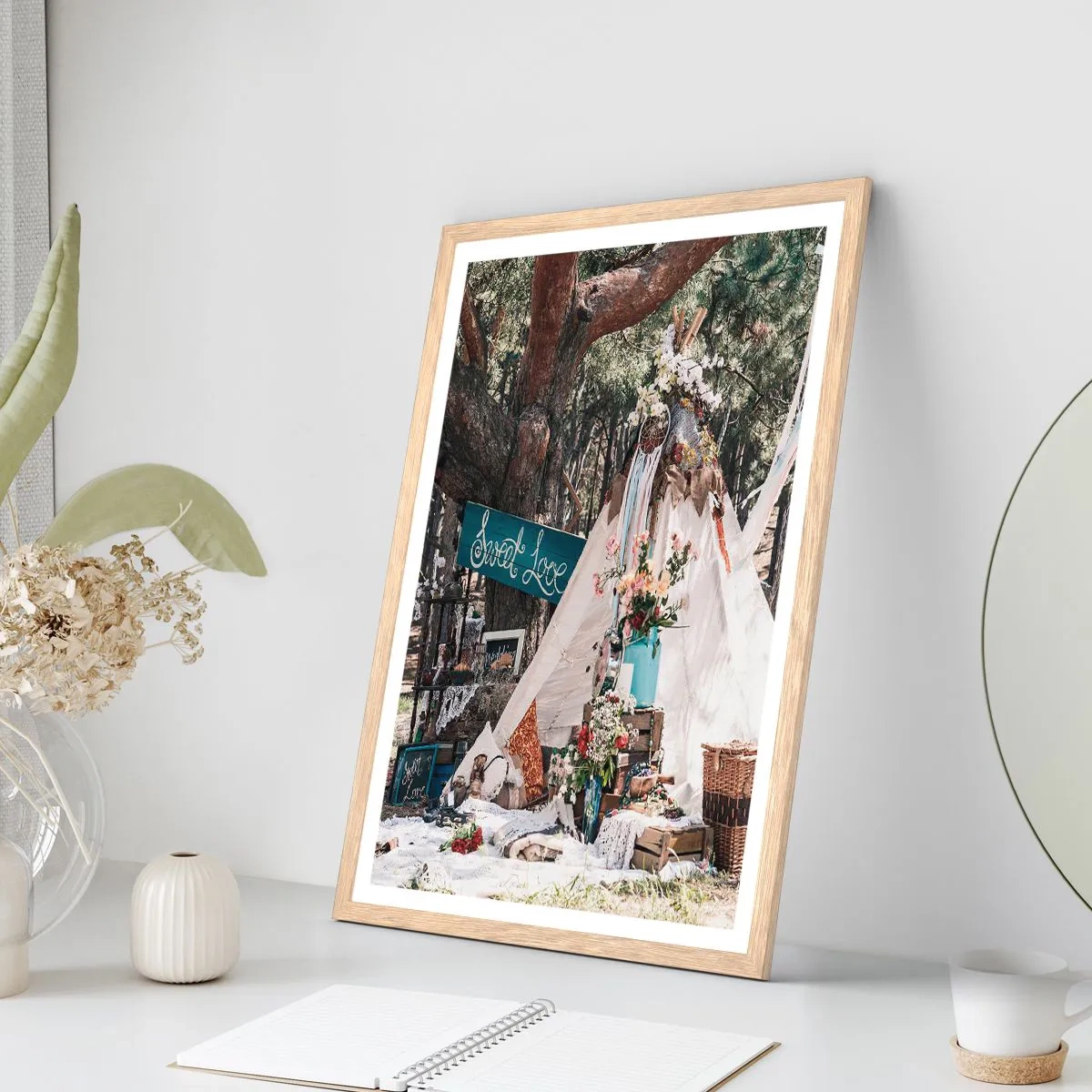 Plakat w ramie jasny dąb - Make love… - 50x70 cm