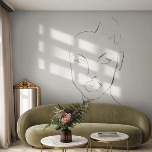 Fototapeta Premium Sand - Minimalistyczny portret kobiety w szkicowym stylu - 100x70cm - Zarys zmysłowości - Nowoczesna dekoracja ścienna do salonu, kuchni i sypialni ARTTOR