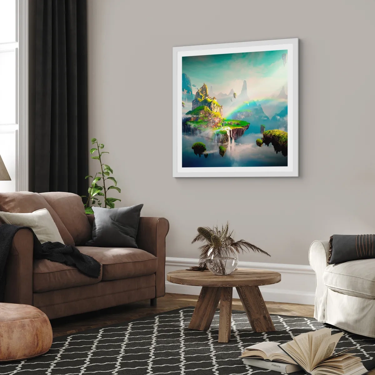 Plakat w białej ramie - Śródniebie - wyspy szczęśliwe - 40x40 cm