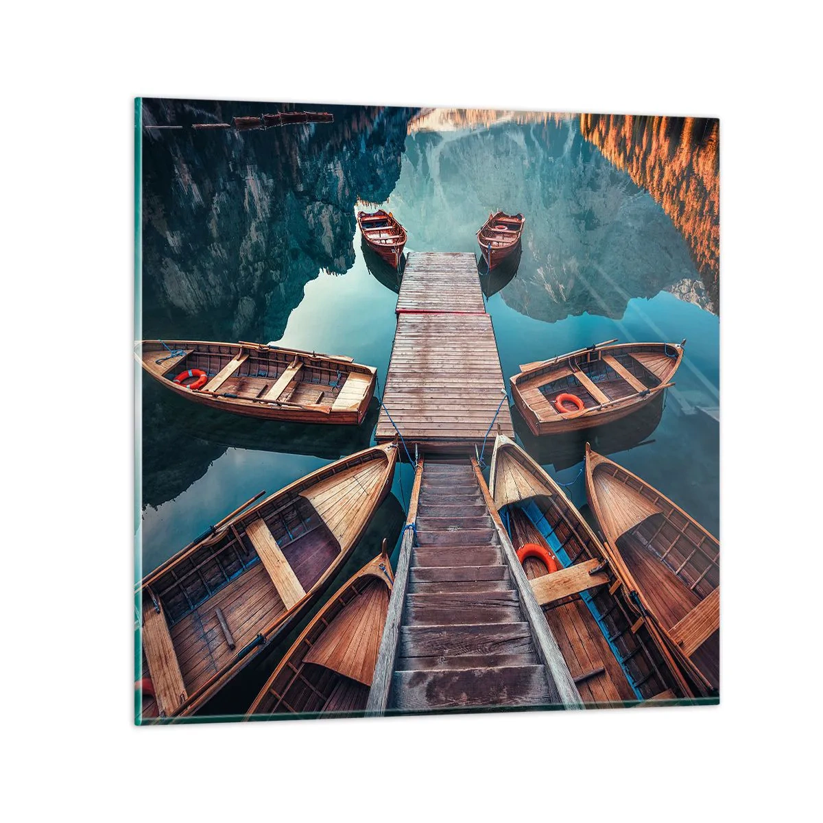 Obraz na szkle - Czekam na przystani - 70x70 cm