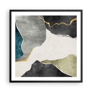 Plakat w czarnej ramie - Mozaikowa kompozycja z nitką złota - 60x60 cm