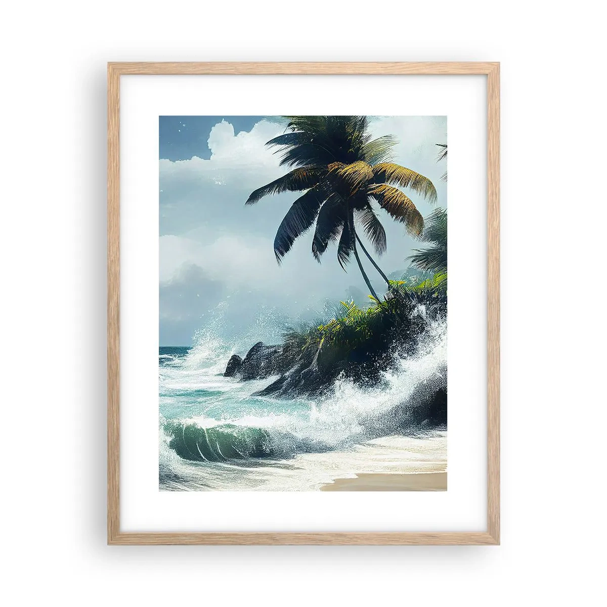 Plakat w ramie jasny dąb - Na tropikalnym brzegu - 40x50 cm