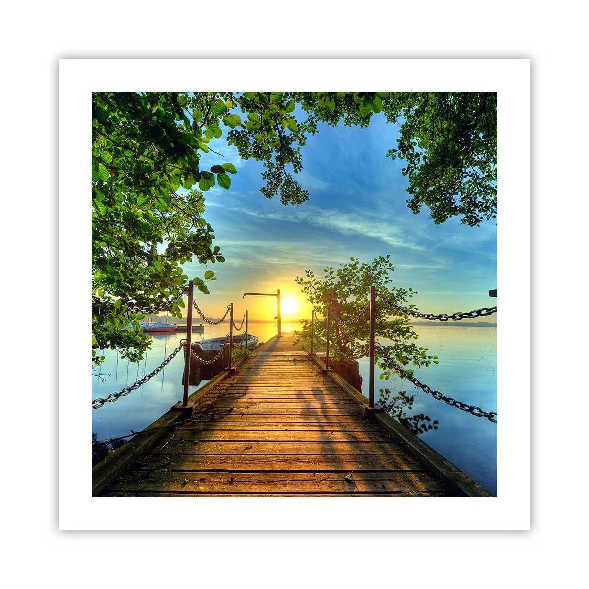 Plakat - Zachód nad wodą - 50x50 cm