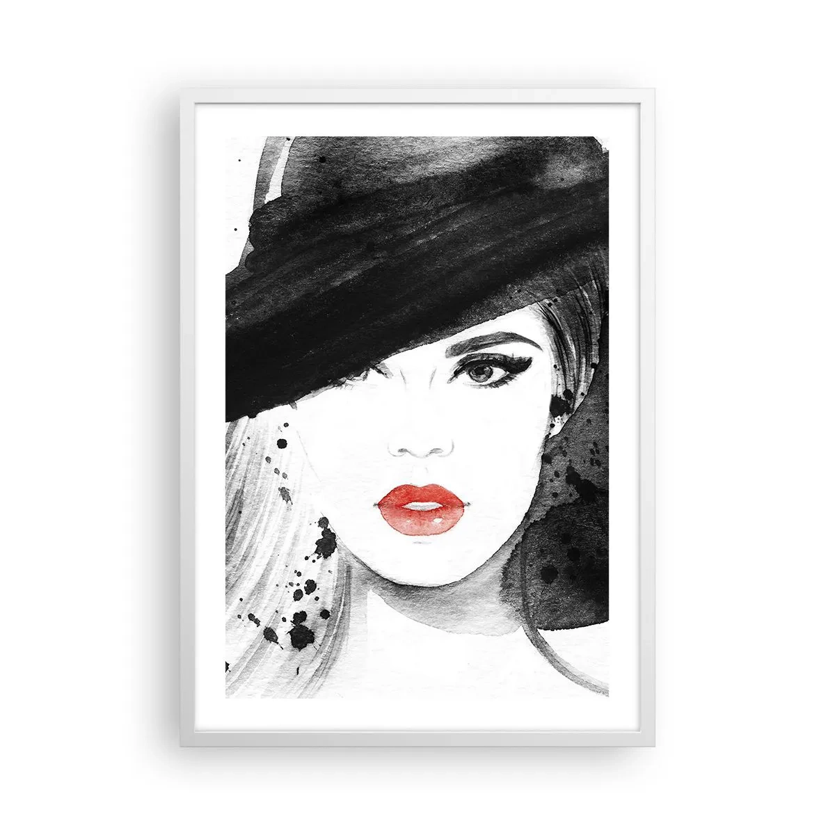Plakat w białej ramie - Dama w czerni - 50x70 cm