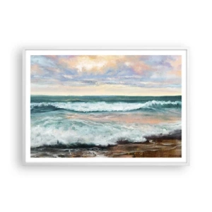 Plakat w białej ramie - Tutaj wygładzisz duszę - 100x70 cm