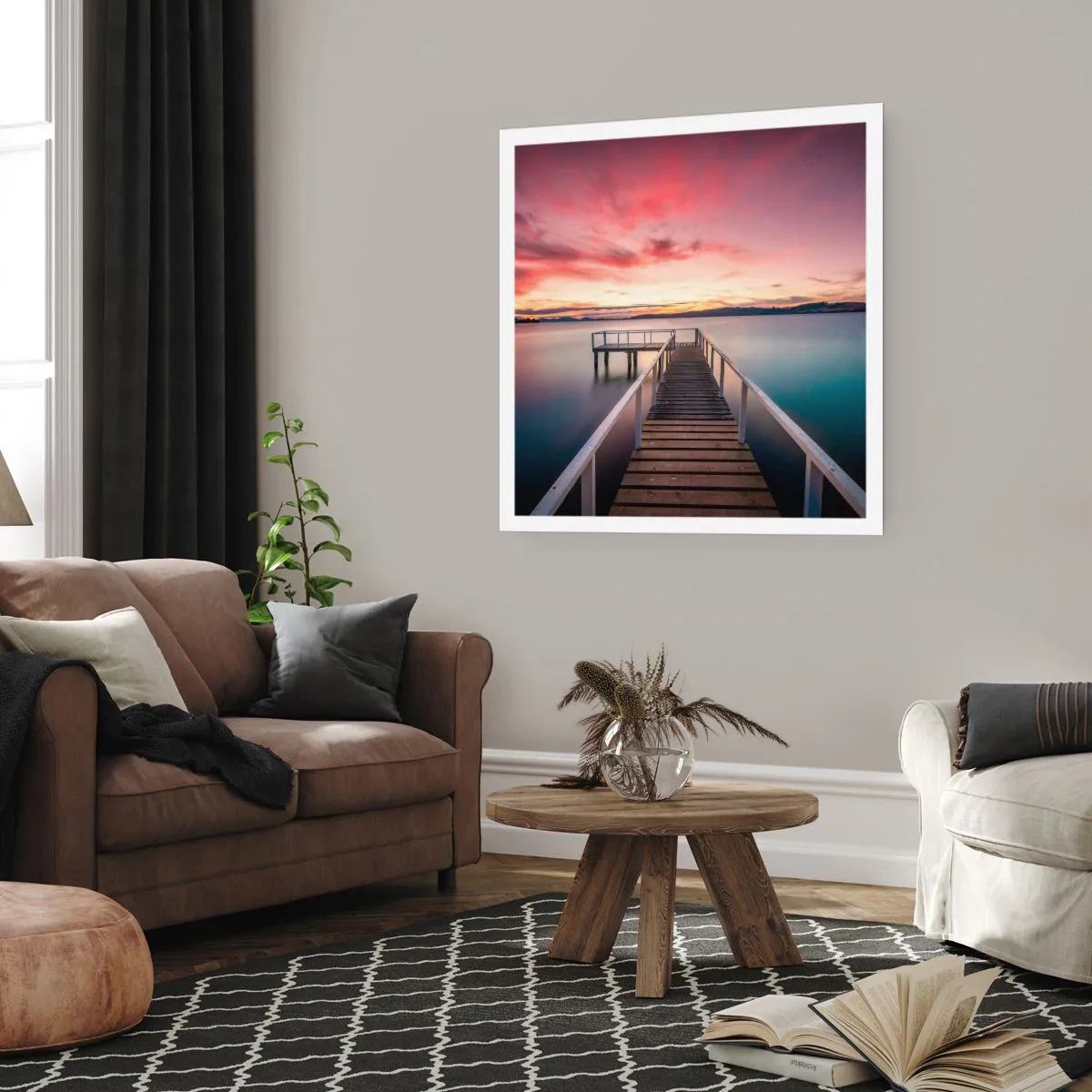 Plakat - Łagodny płomień wieczoru - 60x60 cm