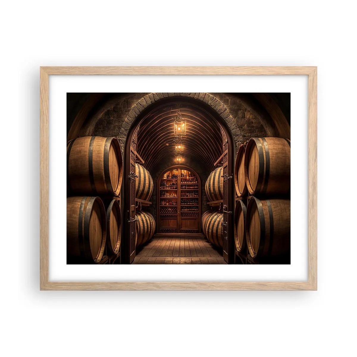 Plakat w ramie jasny dąb - Klimatyczna piwnica - 50x40 cm