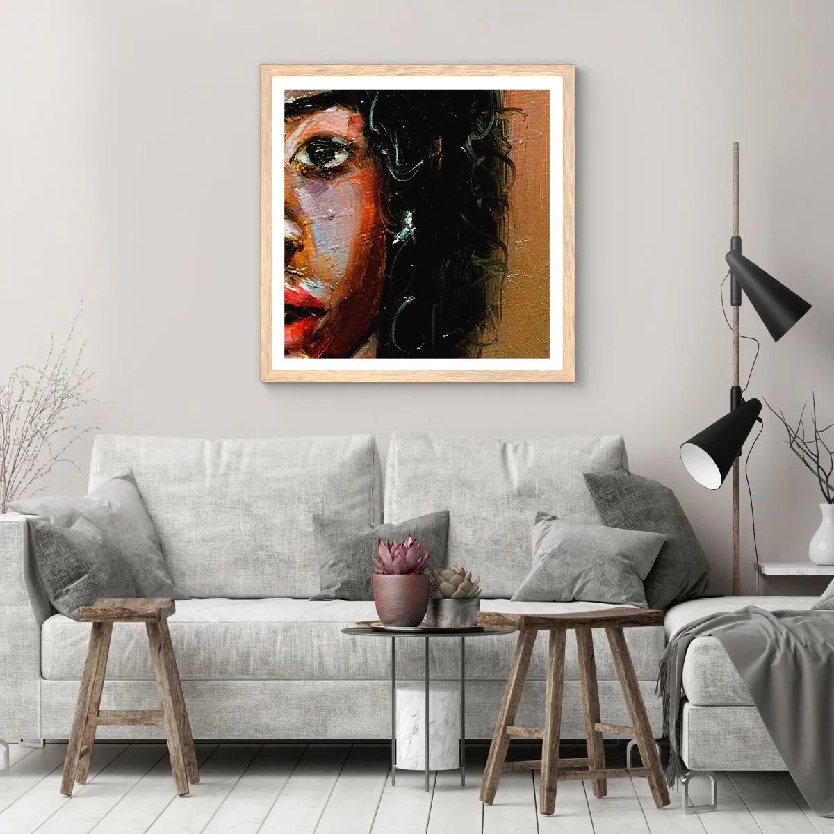 Plakat w ramie jasny dąb - Czerń i blask - 40x40 cm