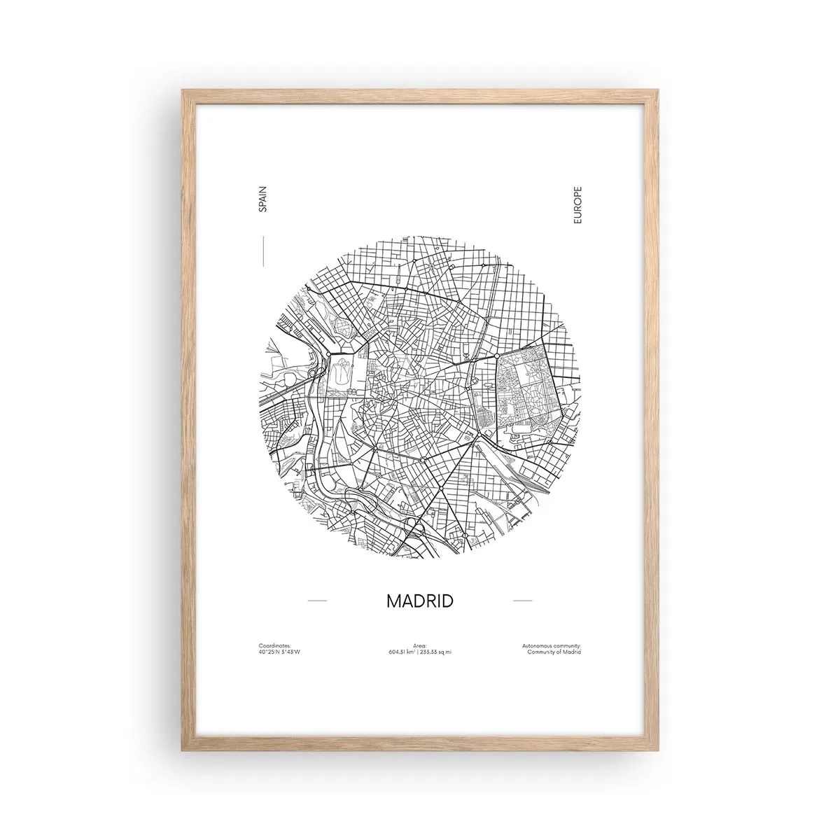 Plakat w ramie jasny dąb - Anatomia Madrytu - 50x70 cm