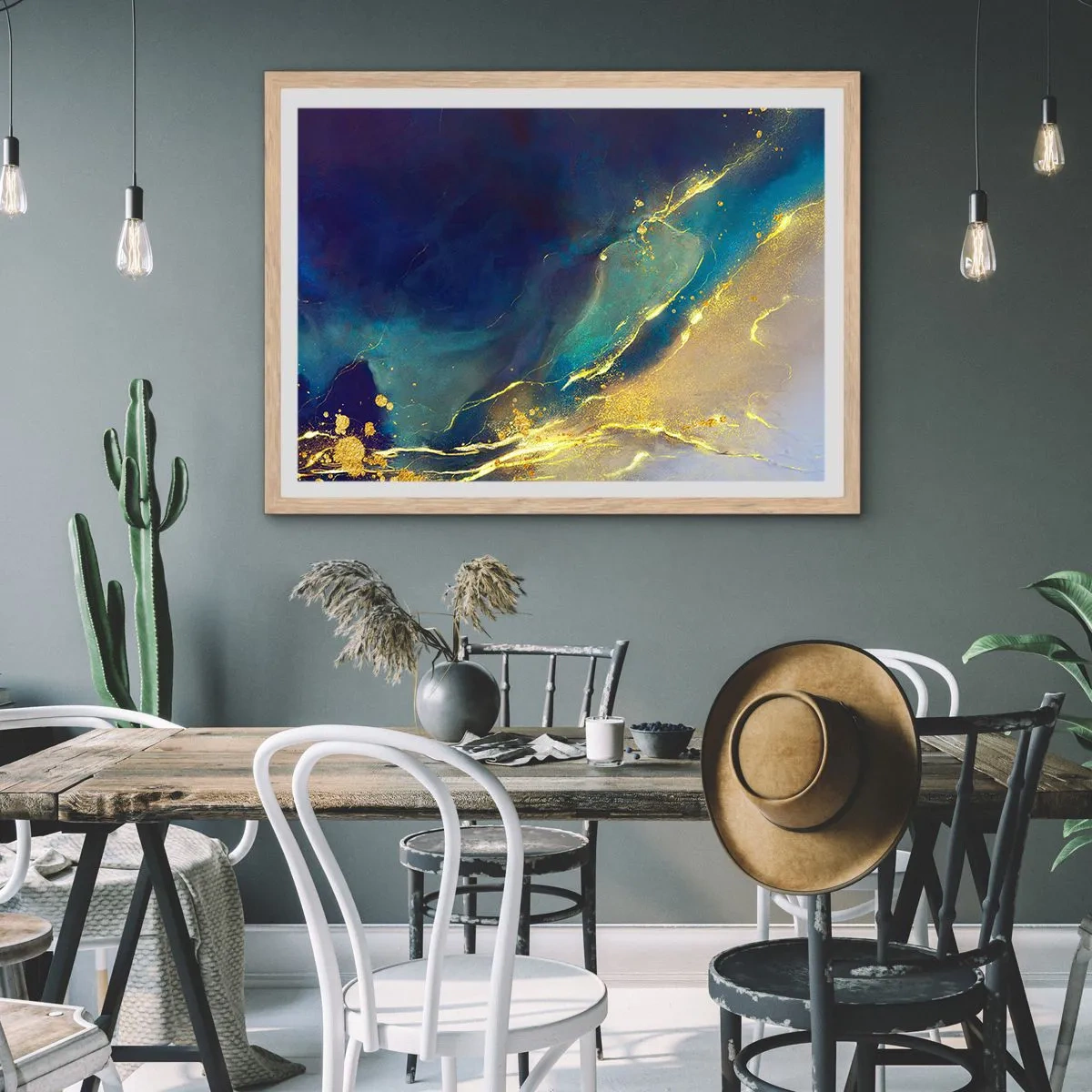 Plakat w ramie jasny dąb - Złote rozlewisko - 40x30 cm