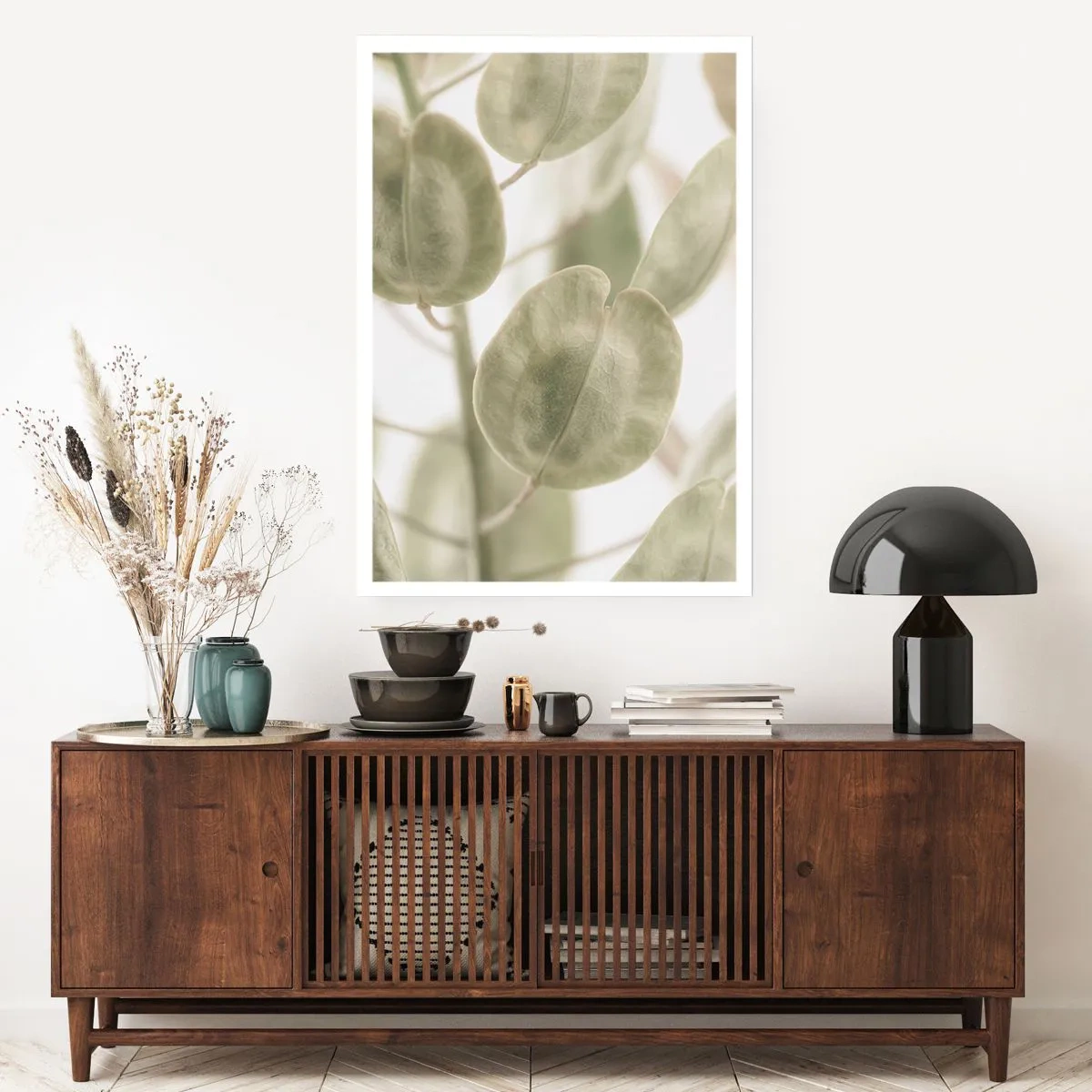 Plakat - Zbliżenie na zielone liście w naturalnym świetle - 50x70cm - Na początku były listki… - Nowoczesna dekoracja ścienna do salonu, kuchni i sypialni ARTTOR