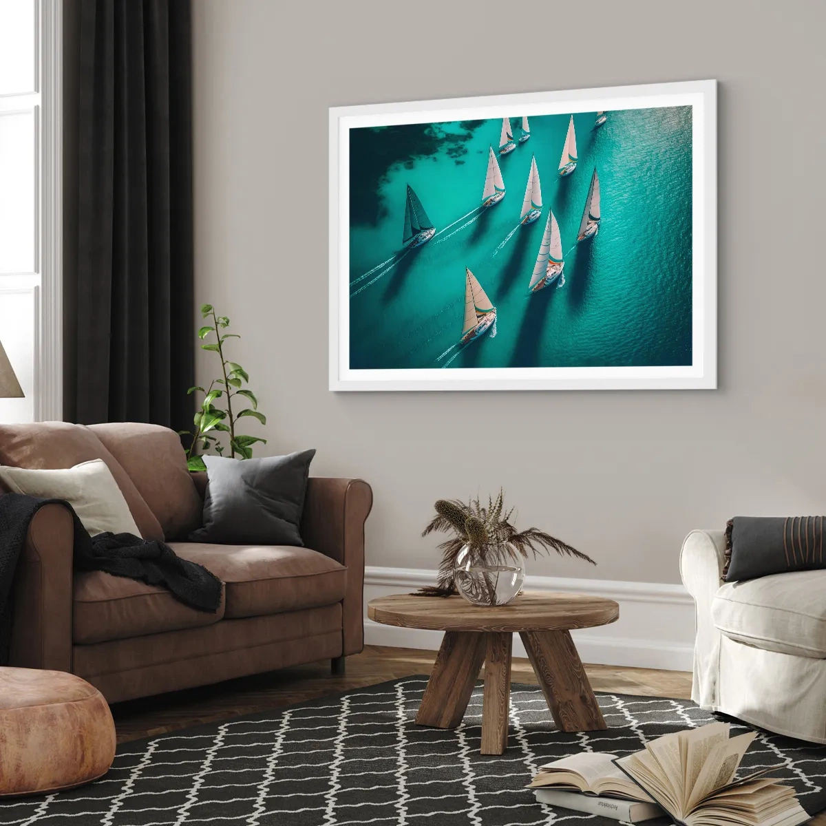 Plakat w białej ramie - W zawody z wiatrem - 50x40 cm