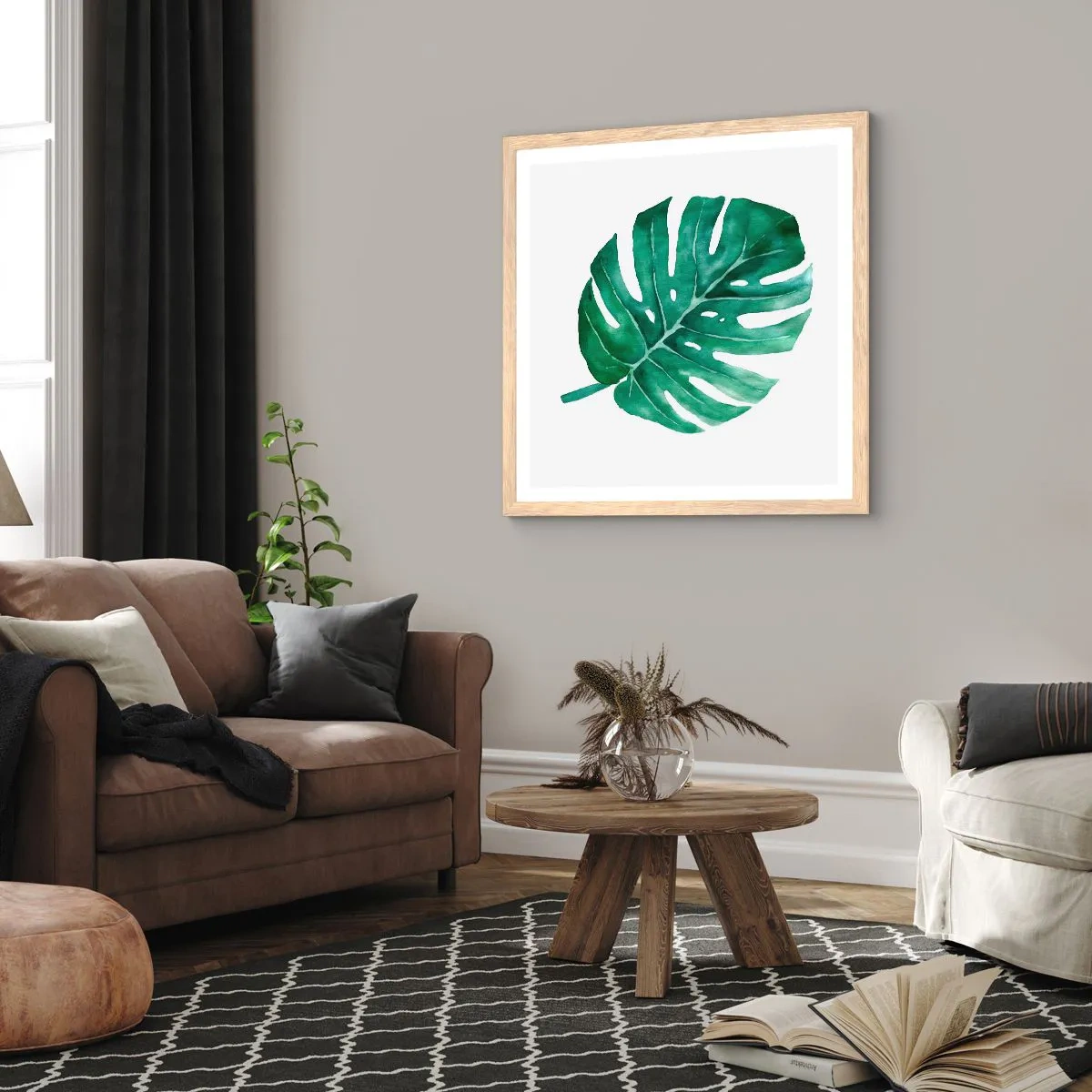 Plakat w ramie jasny dąb - Zielony koncept - 50x50 cm