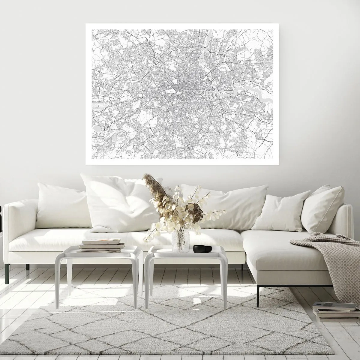 Plakat - Minimalistyczna mapa miasta w odcieniach szarości - 100x70cm - Mapa londyńskiego labiryntu - Nowoczesna dekoracja ścienna do salonu i sypialni ARTTOR