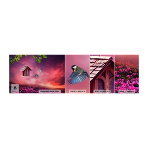 Fototapeta Próbka Standard Eco - Zaproszenie na kolację - Krajobraz, Kwiaty, Domek Dla Ptaków - 100x30 cm